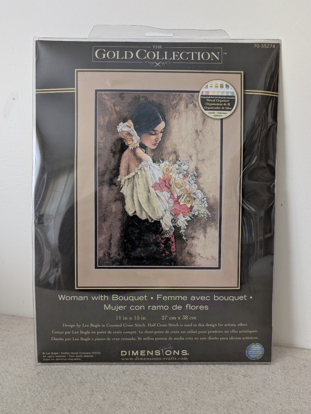 Dimensions Gold Collection Woman With Bouquet Counted Cross Stitch Kit Lee Bogle
